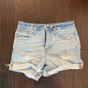 Madewell Light Blue Distressed Jean Shorts size 24 (fit like 26)